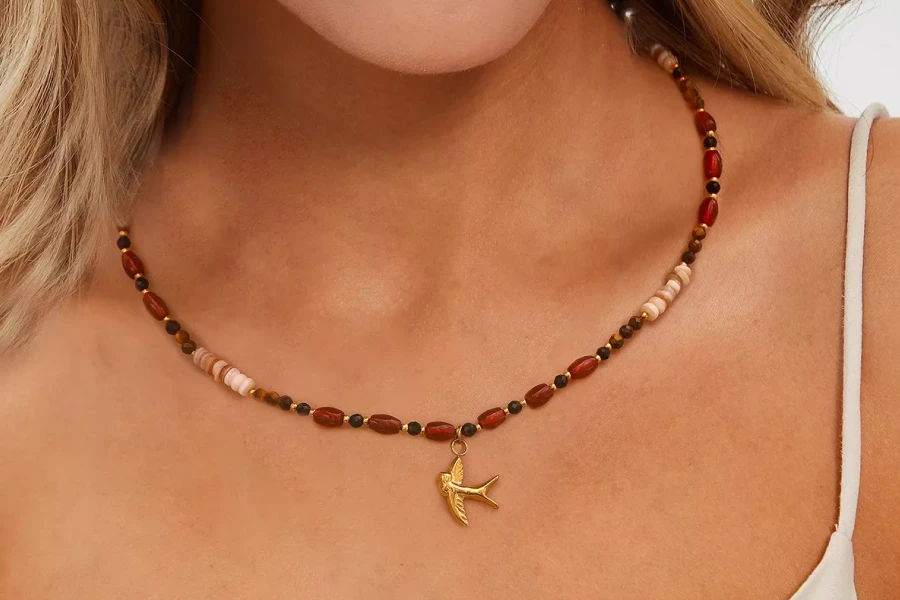 Tiger Eye Swallow Necklace